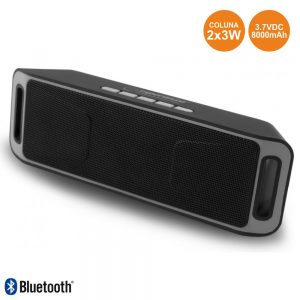 Coluna Bluetooth Portátil 2x3W USB/FM/SD Preto-Cinzento - (EP126KE)