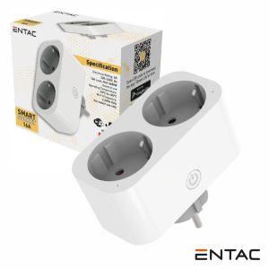 Ficha Elétrica 2x Schuko Inteligente WIFI Bluetooth ENTAC - (ES-DSA-WIBLE)