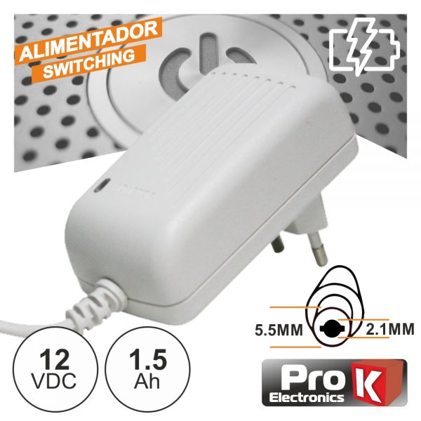 Alimentador Switching 12V 1.5A Branco PROK - (FAS12V1.5AW)