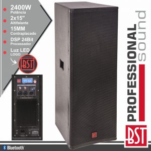Coluna Amplificada Pro 2x15" 2400W 4 Modos BT BST - (FIRST-SA215DSP2)