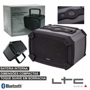 COLUNA BLUETOOTH PORTÁTIL 2X3W USB/FM/SD PRETO-CINZA