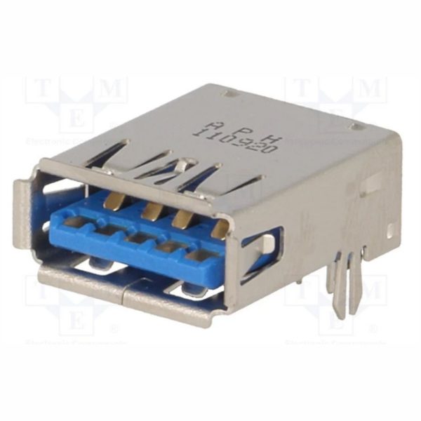 Ficha USB-A 3.0 Fêmea 90° P/ PCB - (FUSBAPCB-01)