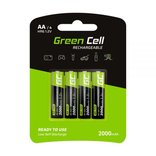 Pilha Recarregável AA 1.2V 2000mA 4x Blister GREEN CELL - (GR02)