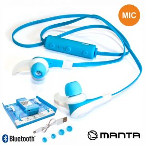 Auscultadores Bluetooth Stereo Mic Bat Azul MANTA - (HDP702BL)