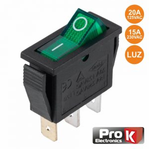 Interruptor Basculante C/ Luz 15a-250v Spst On-Off  PROK - (ITR014GR)