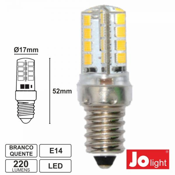 Lâmpada E14 3W=25W 24V (20-30V) 32 LEDS Branco Quente 220 Lm - (JO551/24WW)