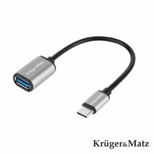 Cabo Adaptador USB-C Macho P/ USB-A 3.0 Fêmea KRUGER MATZ - (KM1246)