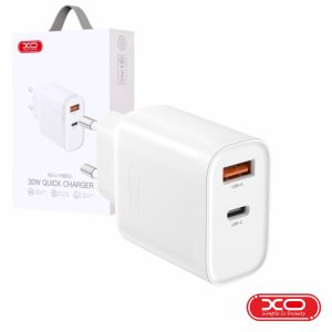 Alimentador 1x USB-A / 1x USB-C 30W 3A Branco XO - (L116)