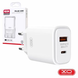 Alimentador 1x USB-A / 1x USB-C PD 20W 3A Branco XO - (L90A)