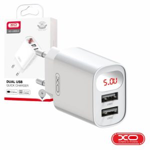 Alimentador 2 USB-A 2.4A Branco C/ Ecrã Digital XO - (L95)