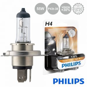 Lâmpada P/ Automóvel 12V H4 P43t-38 60/55W Vision+30 Philips - (LAMP-H4-PH)