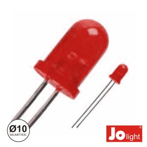 LED 10mm Alto Brilho Vermelho Difuso Jolight - (LL1010R-D)