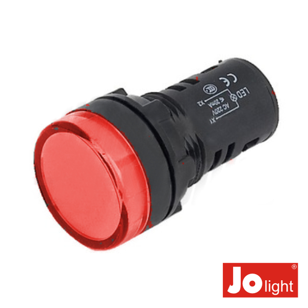 Luz Piloto Redondo De Painel 19.5mm 12V Vermelho Jolight - (LL9057-1)