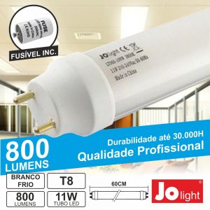 Lâmpada Tubular 11W 60cm LEDS T8 Branco Frio 800lm Jolight - (LT060-10PW)