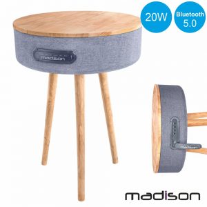 Mesa Madeira C/ Coluna Bluetooth 20W MADISON - (MAD-RETROTABLE)