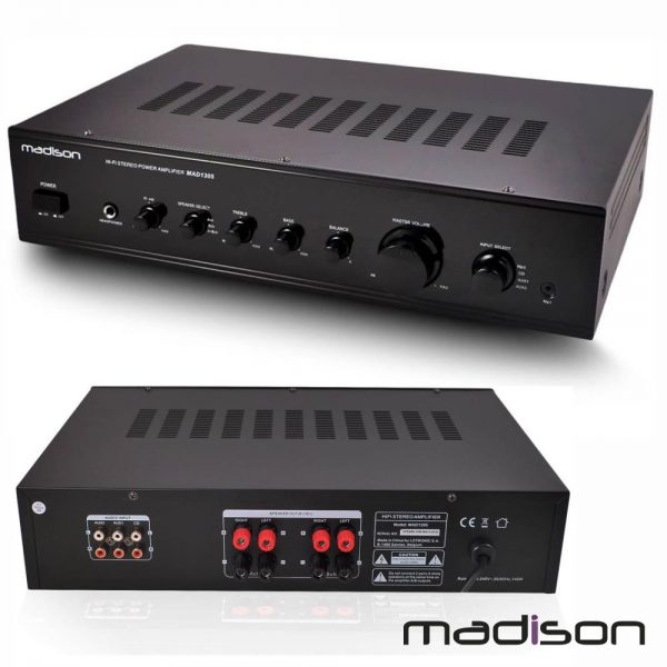 Amplificador Stereo Hifi 2x180W 3 Entradas Preto Madison - (MAD1305BK)