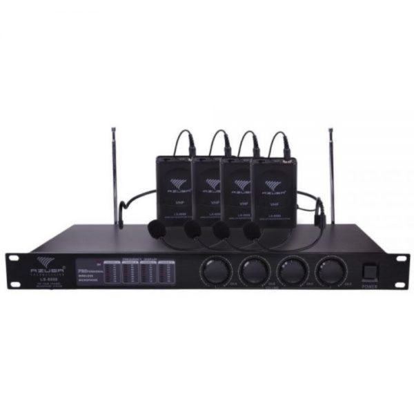 Central 4 Microfones Cabeça S/ Fios VHF - (MIK2028C)