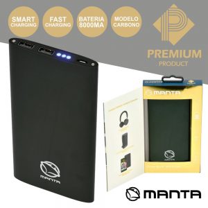 Powerbank 8000ma Fast Charge De Carbono MANTA - (MPB980B)