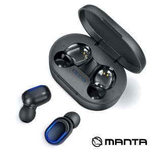 Auriculares Earbuds TWS Bluetooth 5.0 Preto MANTA - (MTWS002)