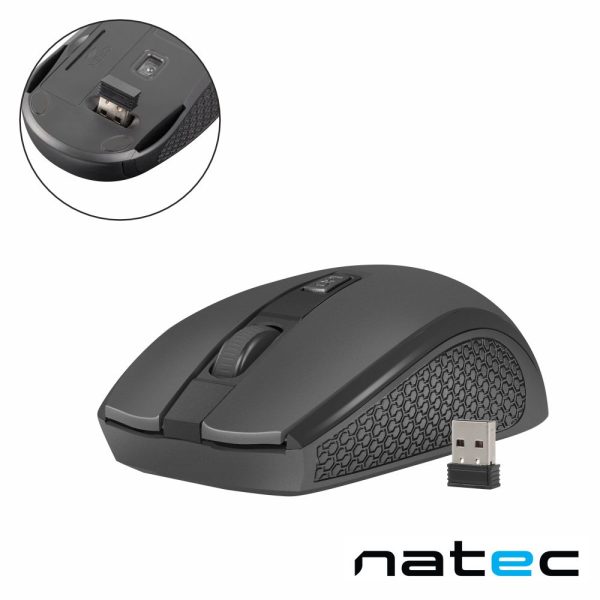 Rato Óptico S/ Fios 800-1200-1600DPI USB Preto NATEC - (NMY-1799)