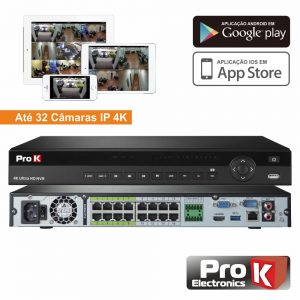 Vídeo-Gravador Digital IP 32 Canais H264 Ethernet PROK - (NVR32CY)
