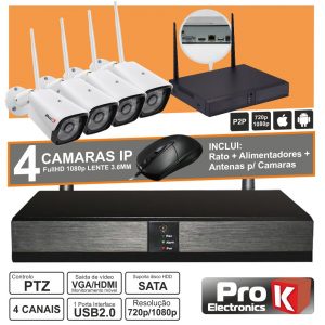 Vídeo-Gravador Digital Ip 4 Canais Wireless Ip66 PROK - (NVRPACK04CW)