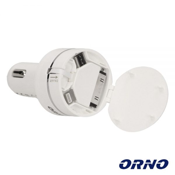 Adaptador Isqueiro USB-A/MicroUSB/Lightning 8p ORNO - (OR-AE-1390)