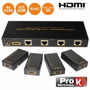 Extensor de Sinal HDMI Via RJ45 CAT5/6 PROK - (PK-HDMIRJ45EXTIR04)