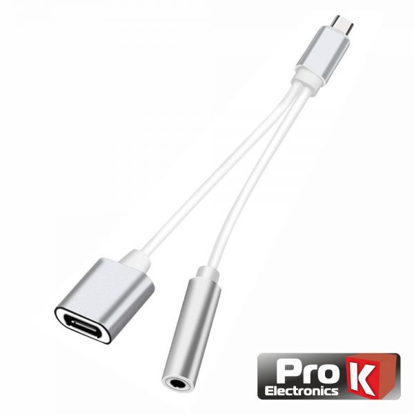Adaptador USB-C Macho P/ USB-C / Jack 3.5mm PROK - (PK-USBC/JACKUSBC)