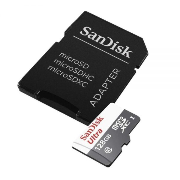 Cartão Memória Micro SDXC 128GB UHS-I Adaptador SANDISK - (SDSQUNR-128G-GN3MA)
