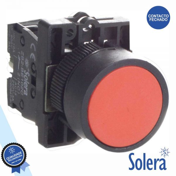 Pulsador C/ Retorno 230V Nf Vermelho 6kv SOLERA - (SLR-PULSA5R)