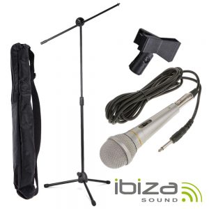 Microfone Dinâmico C/ Cabo/Suporte/Bolsa/Grampo IBIZA - (SMPACK)