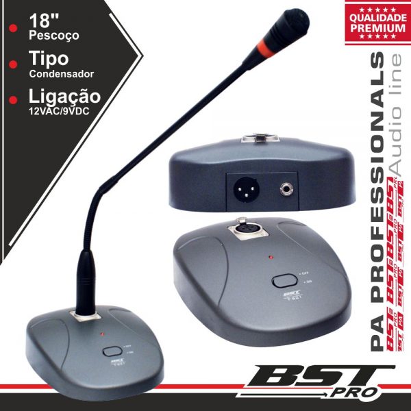 Microfone Condensador Pescoço Cisne 18" Botão BSTPRO - (T621)