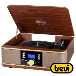 Gira-Discos 33/45/78RPM Vintage BT/AUX/USB Madeira TREVI - (TT-1042)