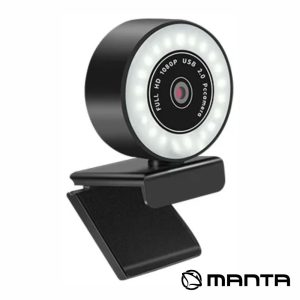 Webcam 1920x1080 C/ Microfone E Luz LED MANTA - (W180)